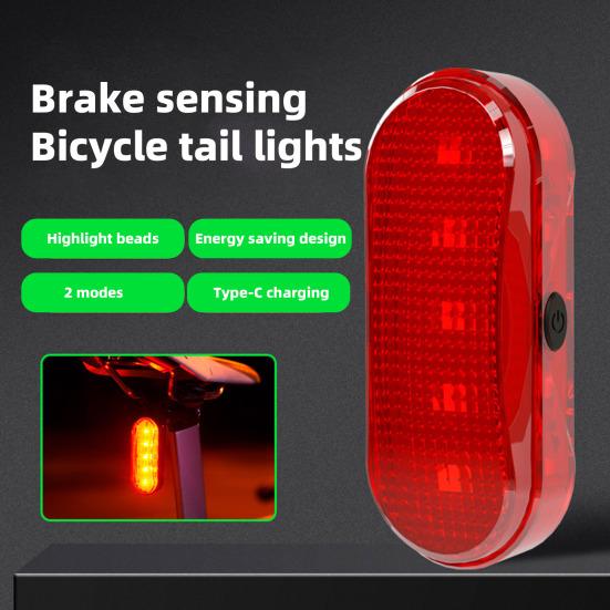 Bicycle Tail Light with Brake Sensor Waterproof USB Rechargeable Universal MTB Road Mountain Bike Cycling Night Riding Warning Rear Lamp