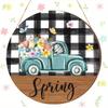 1pc 2d Flat Retro Round Wooden Sign Flower Market Flower Truck, Novel and Interesting Garage Bar Kitchen Home Family Friend Gift Wooden Sign- 20cm