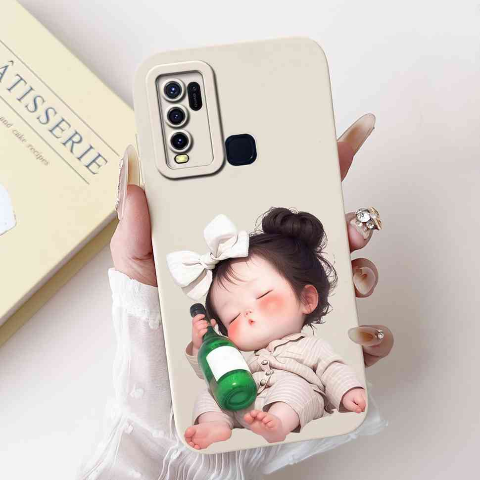 For vivo Y50 2020 1935 6.53" Case Cherry Girl Soft Silicone Cover Cartoon Rabbit For Vivo y50 VIVO Y50 V1965A Phone Cases Bumper