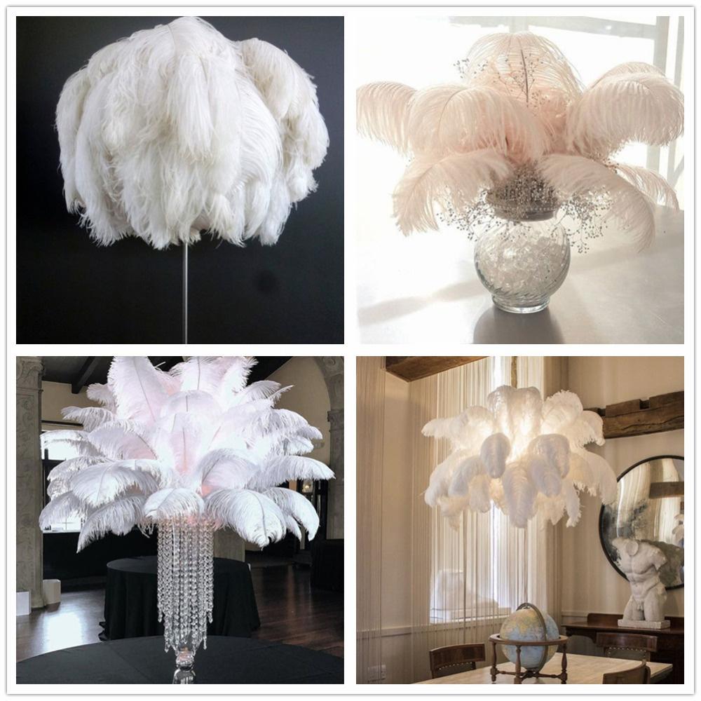10pcslot Natural White Ostrich Feathers 15-50cm Big Plumas for Wedding Home Decoration Ostrich Plumes Table Centerpiece Crafts