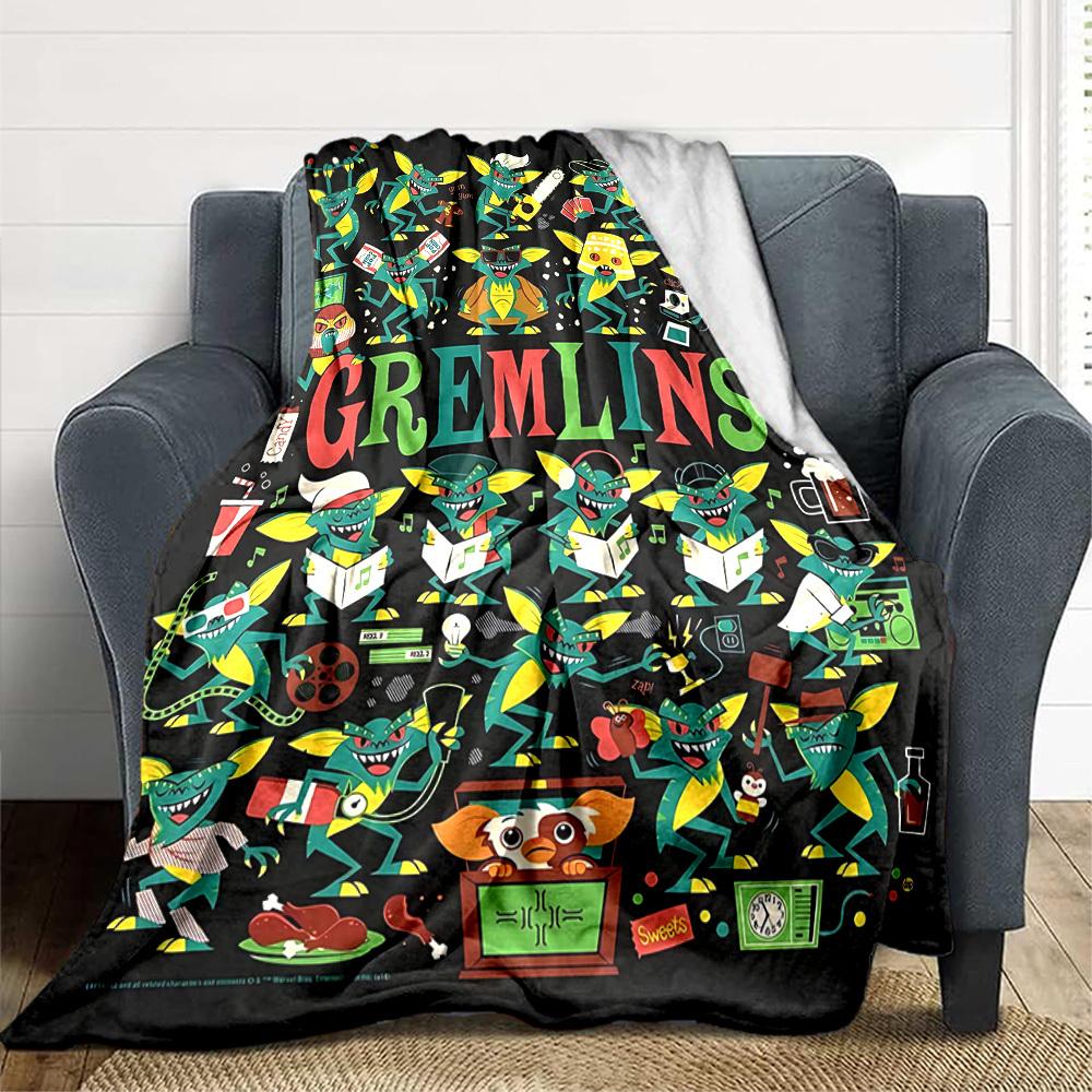 

1pc gremlins, movie poster Blanket Polyester Fiber, All Season Comfort for Sofa, Bed, Office, Car, Camping Ideal Home Decor & Gift, Office Comfort 80x120cm