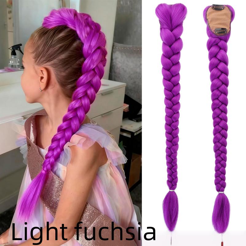 

26inch Extra Long Synthetic Purple Braided Wig Shimmering Metallic Kids Christmas Costume Hairpiece Rumi Collection 26inches
