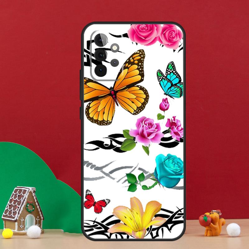 Butterfly Flower Case For Samsung Galaxy A17 A06 A16 A56 A36 A54 A34 A14 A52 A32 A13 A23 A33 A53 A15 A35 A55