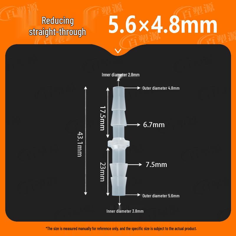 Two-Way Straight Through Plastic Hose Reducer Connector for Fish Tanks
