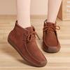 Plush Warm Women Short Boots Retro Cow Suede Flats Casual Walking Shoes Winter Snow Boots Soft-soled Mother Shoes
