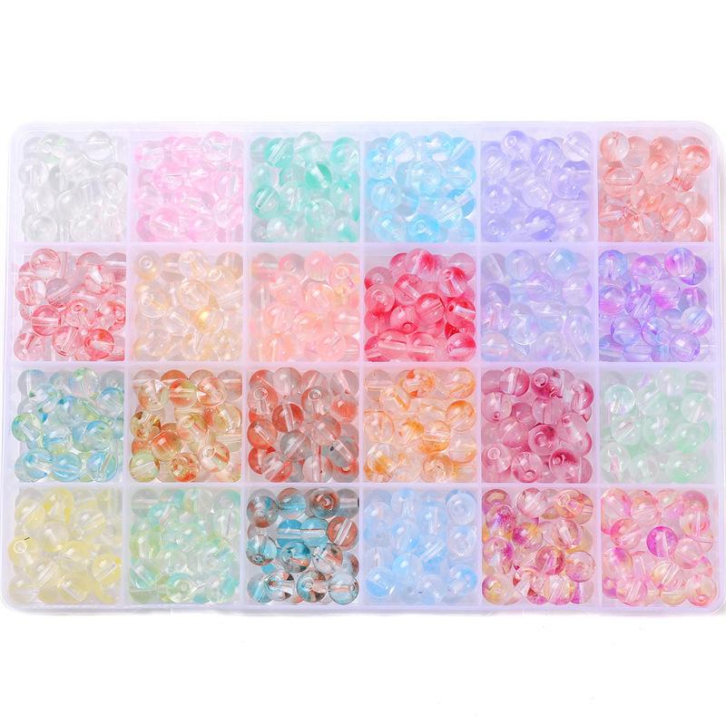 Diy Glass Set Bracelet Bracelet 8Mm Glass Jelly Double-Spell Round Bead Set Box Material Beads