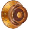 [GP FACTORY] Gibson-style Guitar UFO/Hat Knobs (4 Pieces) + Toggle Switch Knob, Embossed Lettering, Amber, Metric Size, Made In Japan