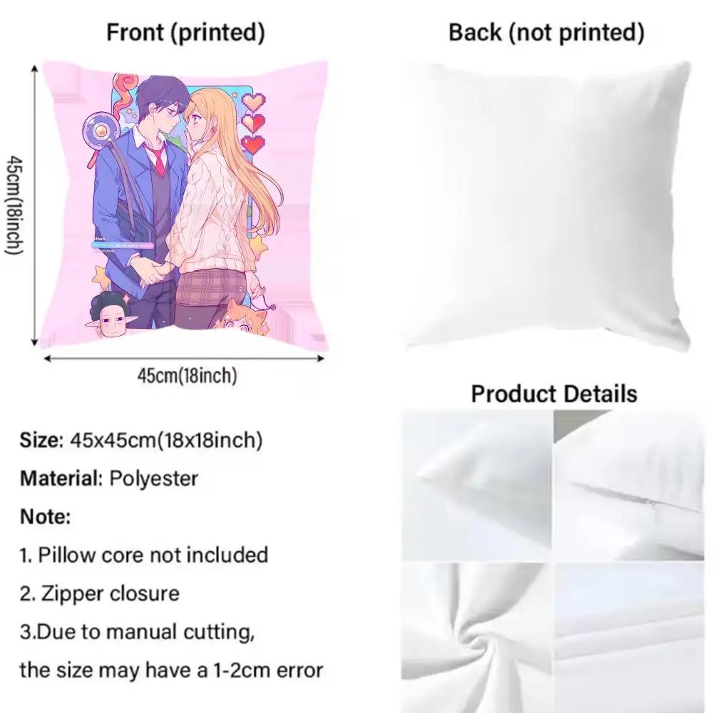 My Love Story with Yamada-kun At Lv999 Cushion Cover Pattern Printed Pillowcase for Living Room Sofa Cushion Cover&Bedroom Decor