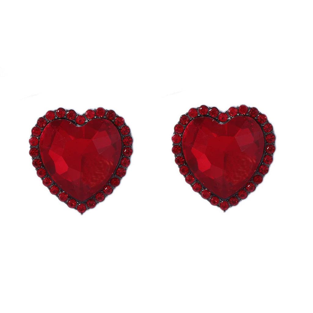 Valentine's Day personalized retro exquisite light luxury heavy industry alloy inlaid glass rhinestone exaggerated love female stud earrings
