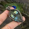 Natural Labradorite Gemstone Handmade Copper Wire Wrap Pendant 2.60" G0T96