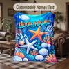 Mermaid Theme Throw Blanket Custom Name Text Personalized Blanket Soft Cozy Blanket for Home Sofa Bed