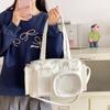 Y2K Bow Ita Shoulder Bags Sweet Girl Transparent Bag Large Capacity Comic Exhibition Crossbody Bag Cute DIY Display Handbags