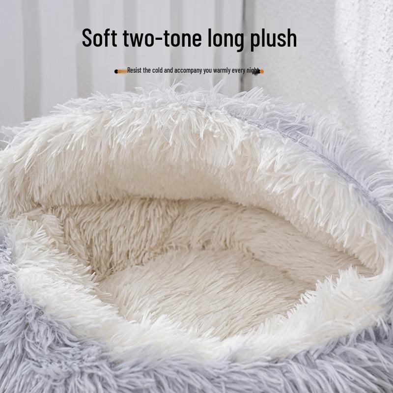 Zimowe przytulne legowisko dla zwierząt: Półotwarte Legowisko dla Kotów i Psów