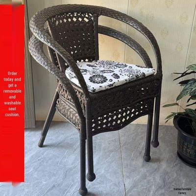 PE Woven Rattan Balcony Chair Set - Leisure Table and Chairs for Garden, Courtyard, or Tea House