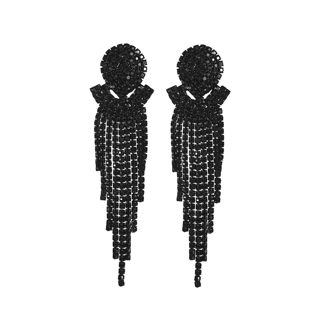 High-End Elektrophorese Schwarz Lange Wassertropfen Fransenohrringe