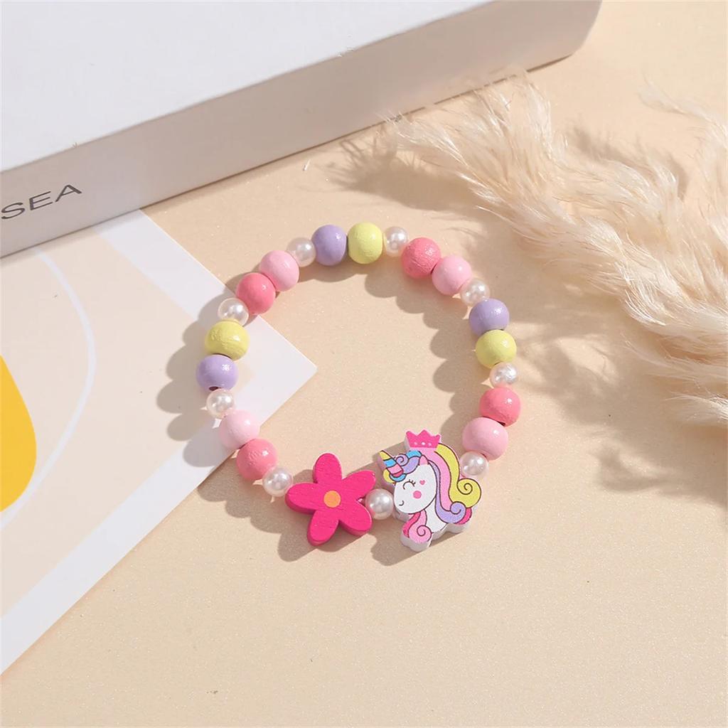 Flowers Fun Beads Cute Bracelet Cartoon Wooden Bracelets Best Friend Style Girls Star Moon Cloud Jewelry Accessories Trend