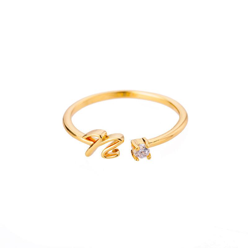 Tiny Initial Letter Rings For Women Stainless Steel A-Z Letters Adjustable Ring Female Christmas Aesthetic Jewelry