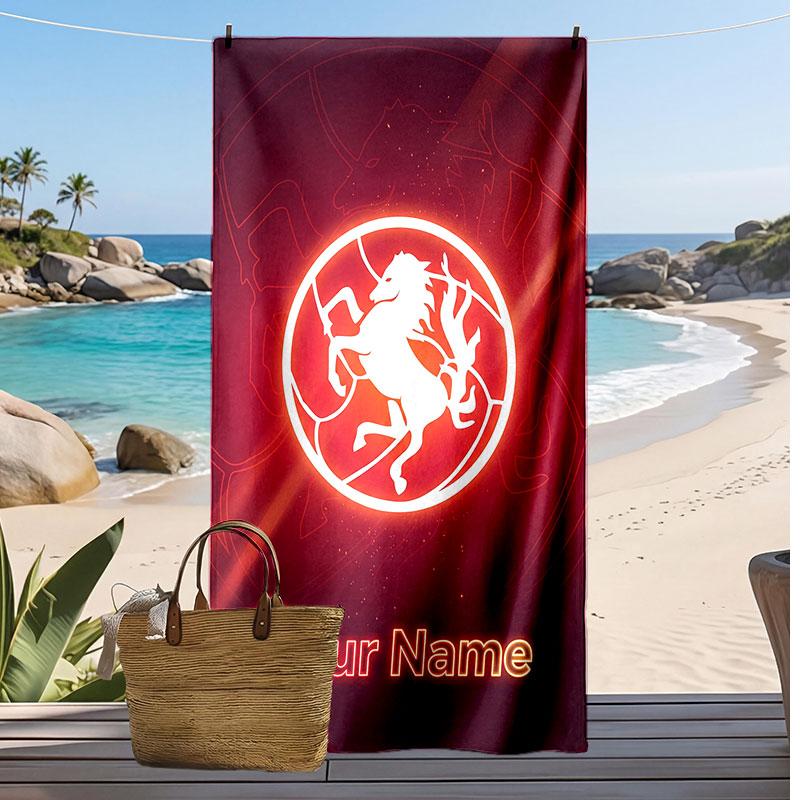 FC Twente Personalized Printed Beach Towel Soccer Logo Support Custom Name Text Absorbent Towel For Sport Travel Special Gift