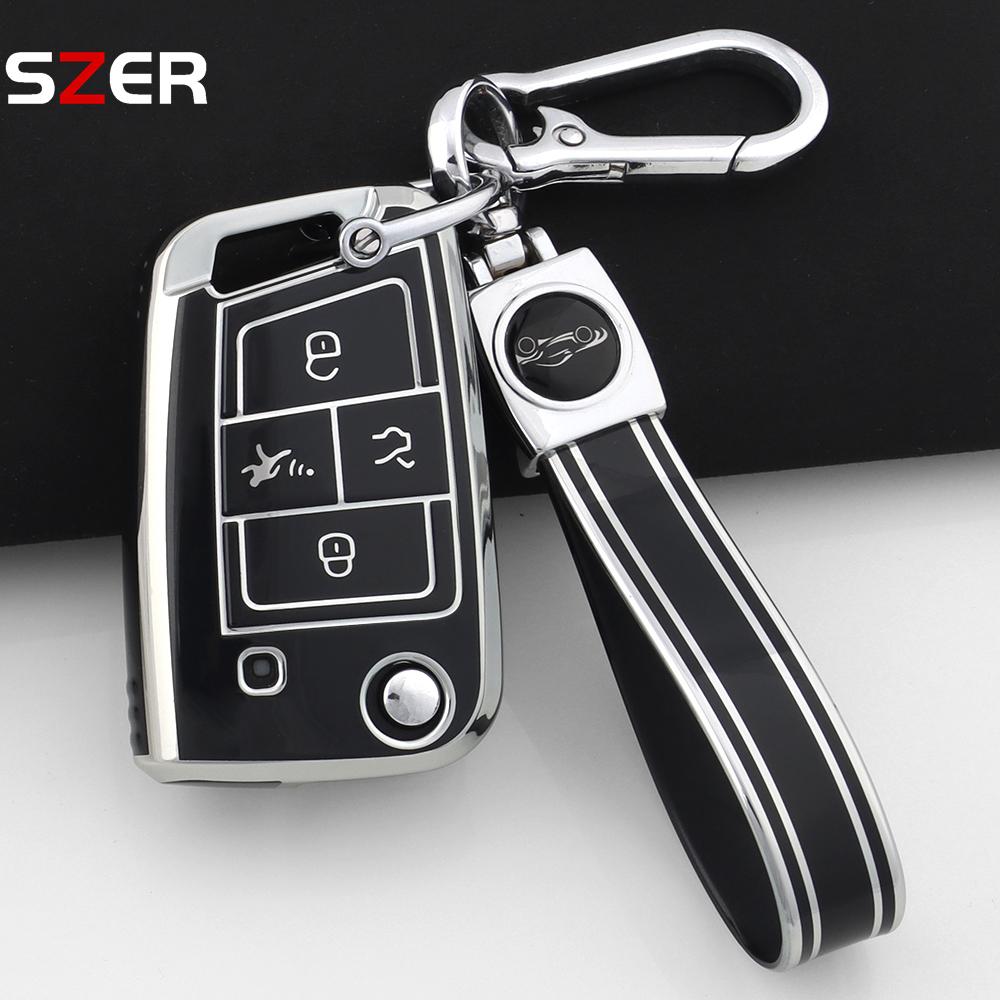 4 Buttons Tpu Car Key Case Cover Shell Fob For Volkswagen Vw Golf 7 Alltrack Mk7 Tiguan Seat Ateca Leon Ibiza Skoda Octavia