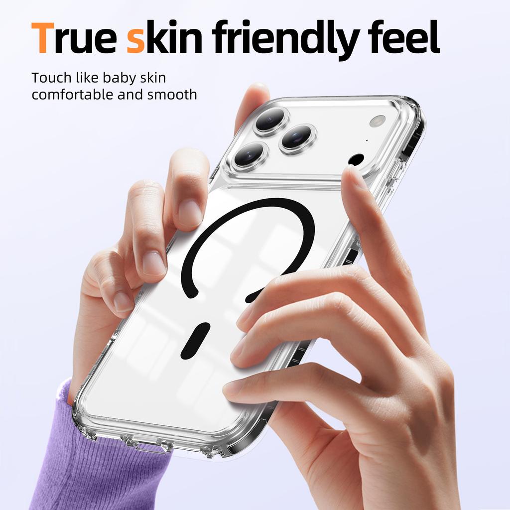 Crystal Clear Magnetic Case With Airbag Shockproof 3D Color Strip For iPhone 12 13 14 15 16 17 Pro Max Wireless Charging