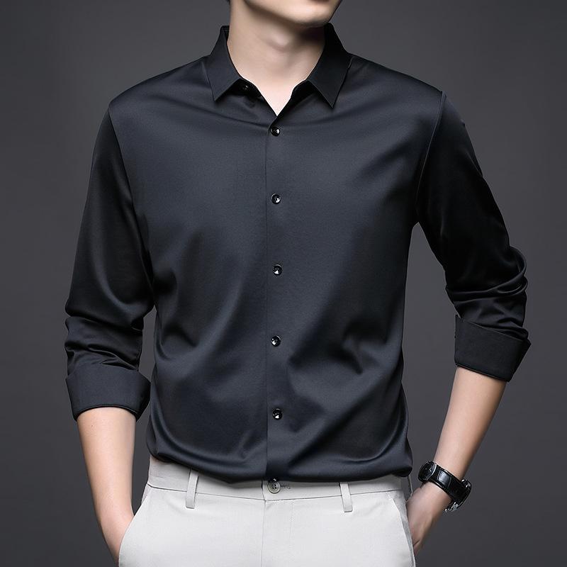 

Мужская рубашка, новая легкая, роскошная, высококачественная, бесшовная, не требующая глажки, с длинными рукавами, молодежная мода, зимний топ, бархат XXXL