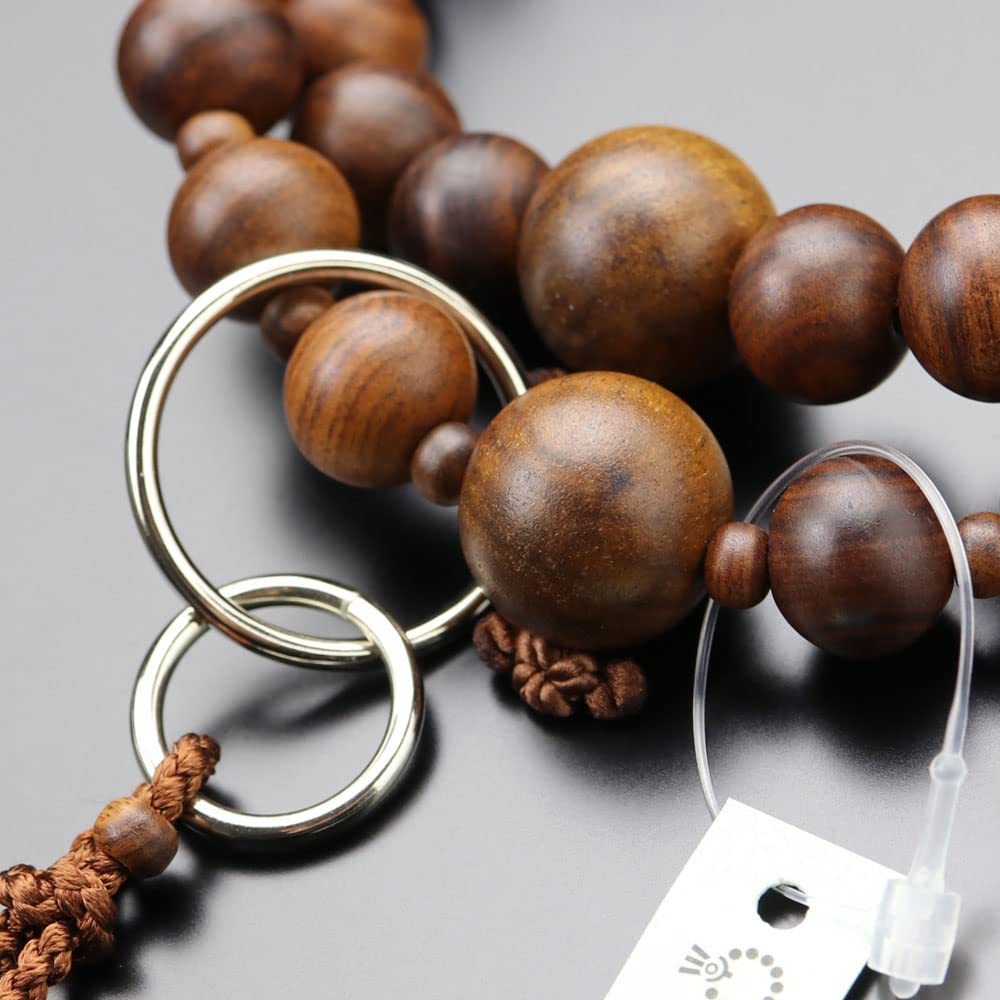 Modlitební korálky sekty Jodo pro muže Sanma Jodo Santalové dřevo Namikan Sanskrit Tenbo Modlitební korálky Kjótské modlitební korálky Kyoto Přírodní dřevo Dvouřadé dřevěné