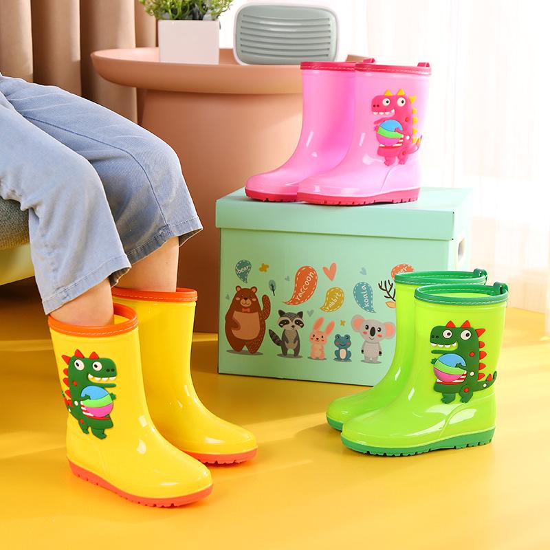 "Dinosaur Kids' Mid-Tube Rain Boots for Boys and Girls"