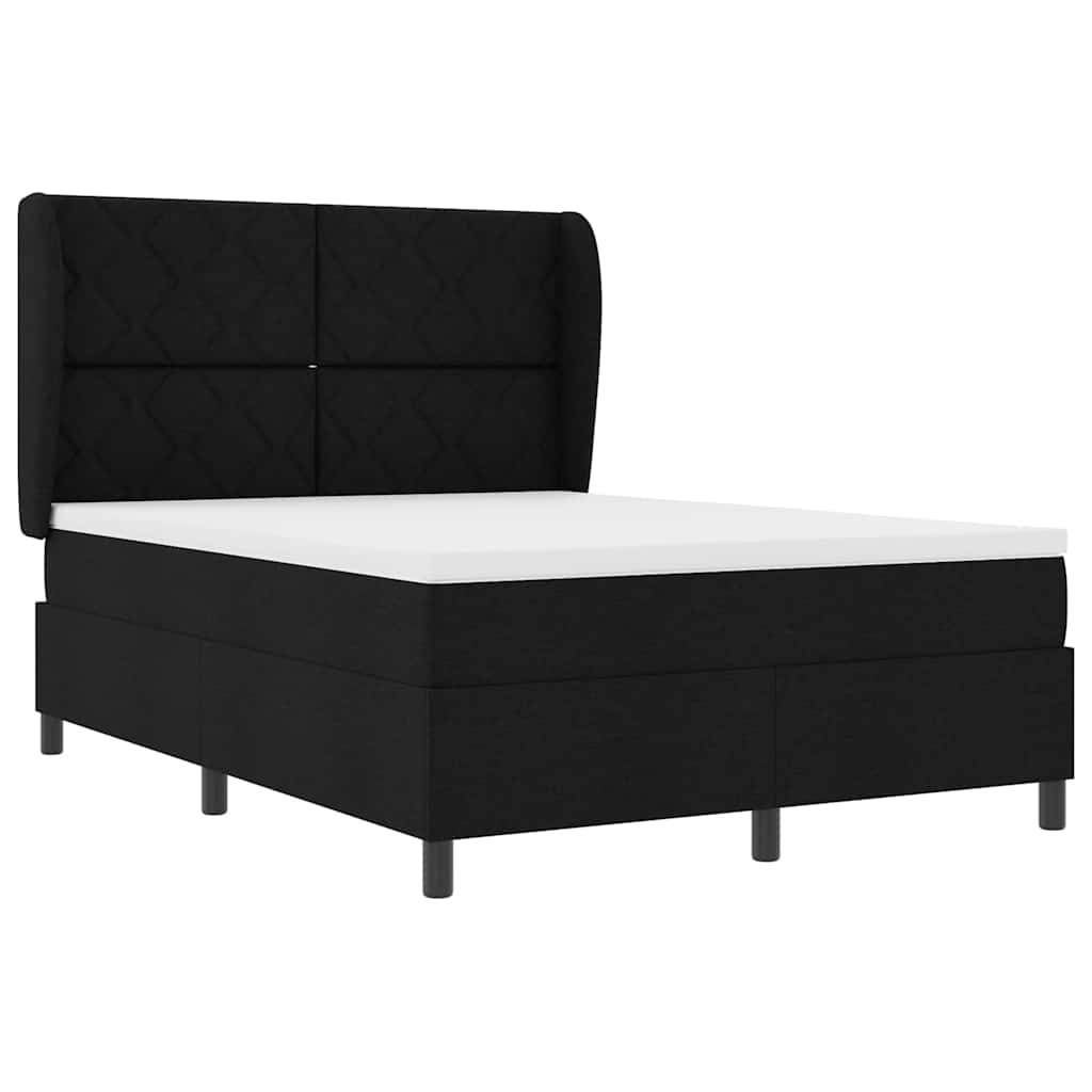 Boxspring Bed with Headboard Black 140 x 200 cm Fabric