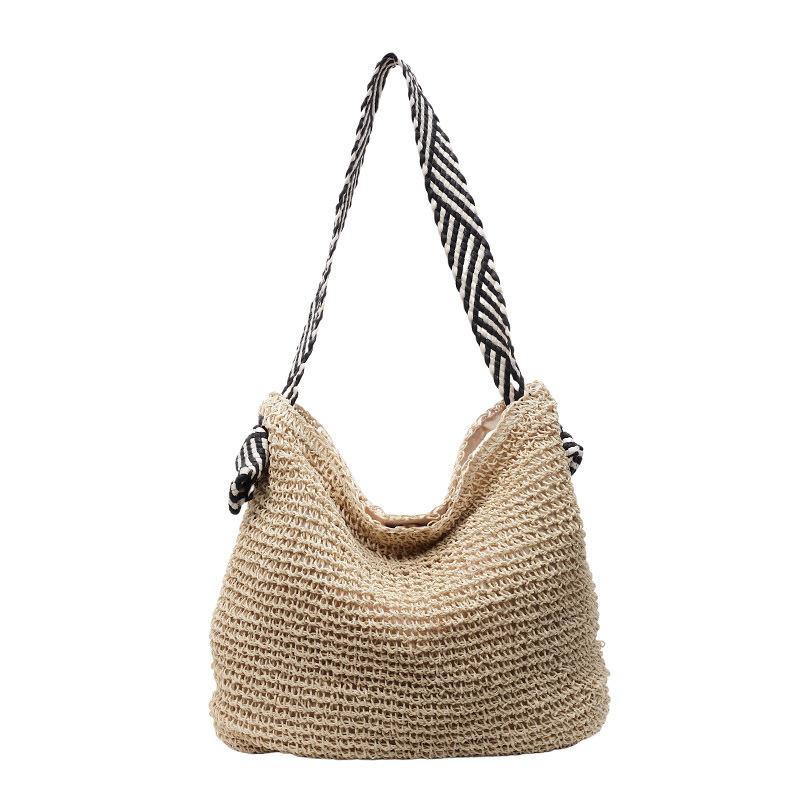 

Вместительная плетеная сумка из соломы, женская летняя новинка, плетеная сумка для отпуска на море, ленивая ветряная наплечная сумка для работы One Size