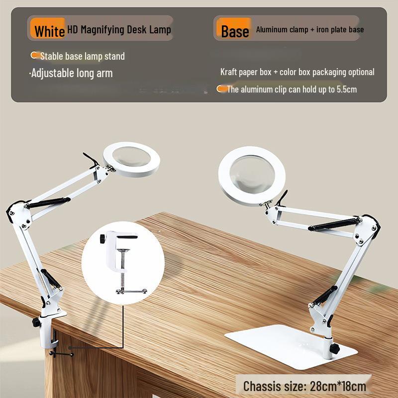 LED Long Arm Desk Lamp with Magnifying Glass – Cross-Border Eye Protection for Reading, Learning, Welding, and Repairs