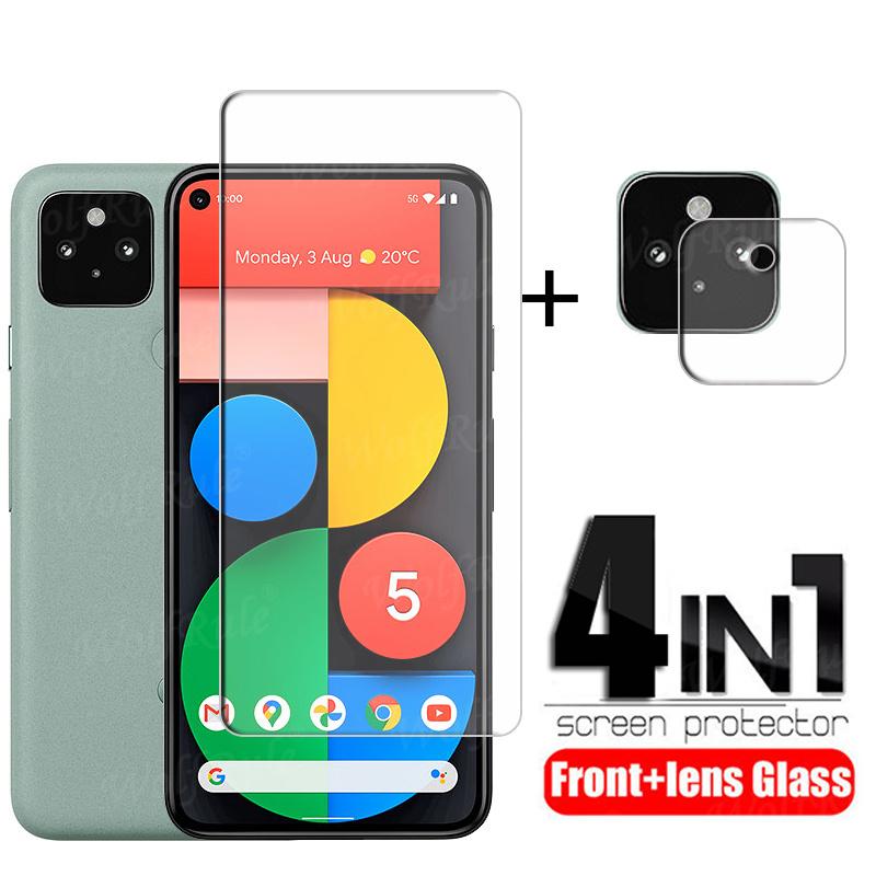 

4-in-1 For Google Pixel 5 Glass For Pixel 5 Tempered Glass 9H Clear Transparent Screen Protector For Google Pixel 5 Lens Glass 1 Glass and 1 Len