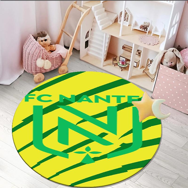 1PC round rug Fc Nan-tes Crest Design Printed Round Area Rug ,Rug For Home Office, Round Chair Rug, Decorative Carpet Fan gifts Christmas gift