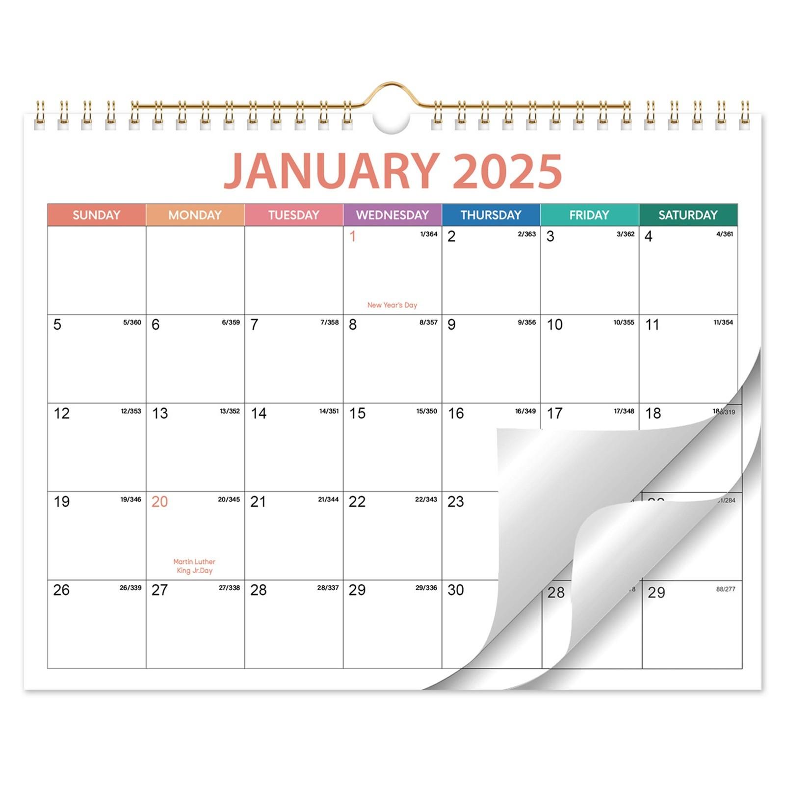 

Календарь 2025, цветной календарь на 12 месяцев, двойной спиральный переплет, ежемесячный календарь планирования