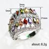 Factory Colored Treasure Series, Luxury Micro-inlaid Colored Horse Eye Zircon Ring, High-end Jewelry.