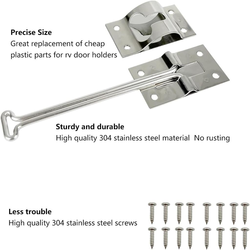 Rv Door Latch Trailer Door Latch 304 Stainless Steel Camper Door Latch Trailer Door Holder Rv Door Holder Rv Screen Door Latch 6 Inch Metal T-Style