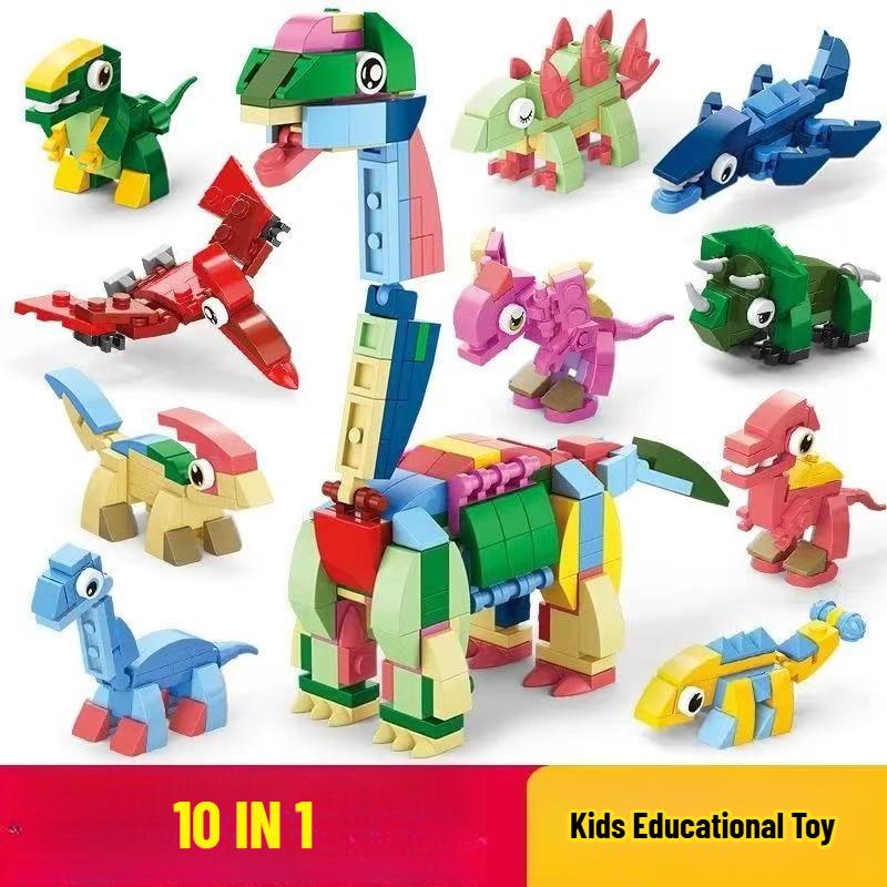 Animals World Insect Fish Bird Dog Insect Giraffe Honeybee 10 In 1 Building Blocks Bricks Model Kids Educational Toy