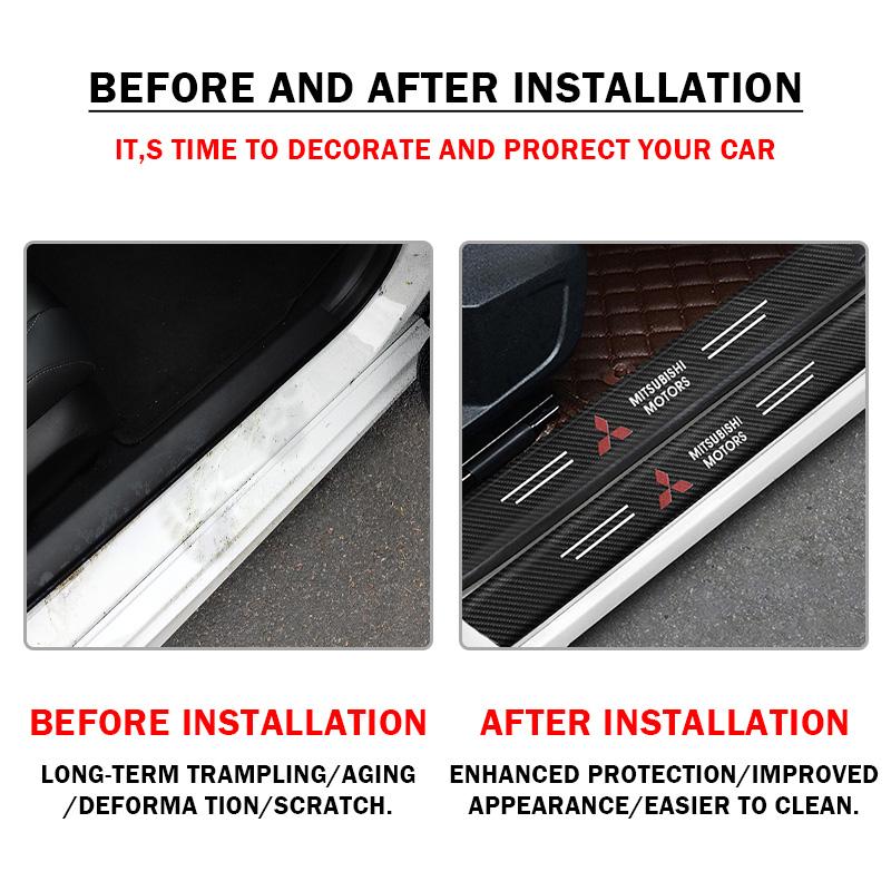 For Mitsubishi Ralliart Lancer 9 EX Outlander Carbon Fiber Car Threshold Protective Film Anti Scratch Stickers Rear Bumper Guard