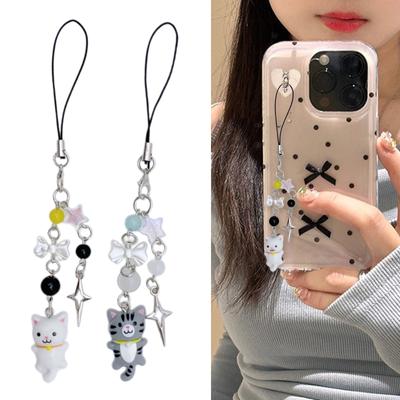 Κινούμενο Σχέδιο Γάτα Αστέρι Κόμπος-Κορδέλα Χάντρα Κινητού Τηλεφώνου Πολύχρωμο Κλειδοθήκη με Χάντρες Μοντέρνο Αξεσουάρ Ρητίνης και Κράματος για Τσάντες