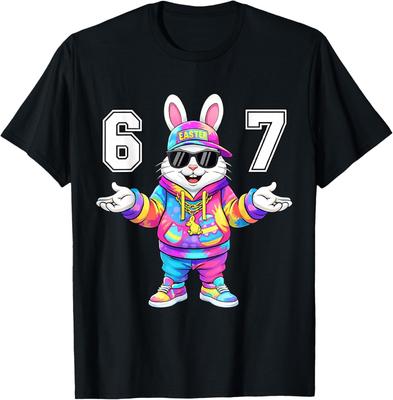 Six Seven Bunny Tie Dye Easter Day 67 Meme Unisex T-Shirt