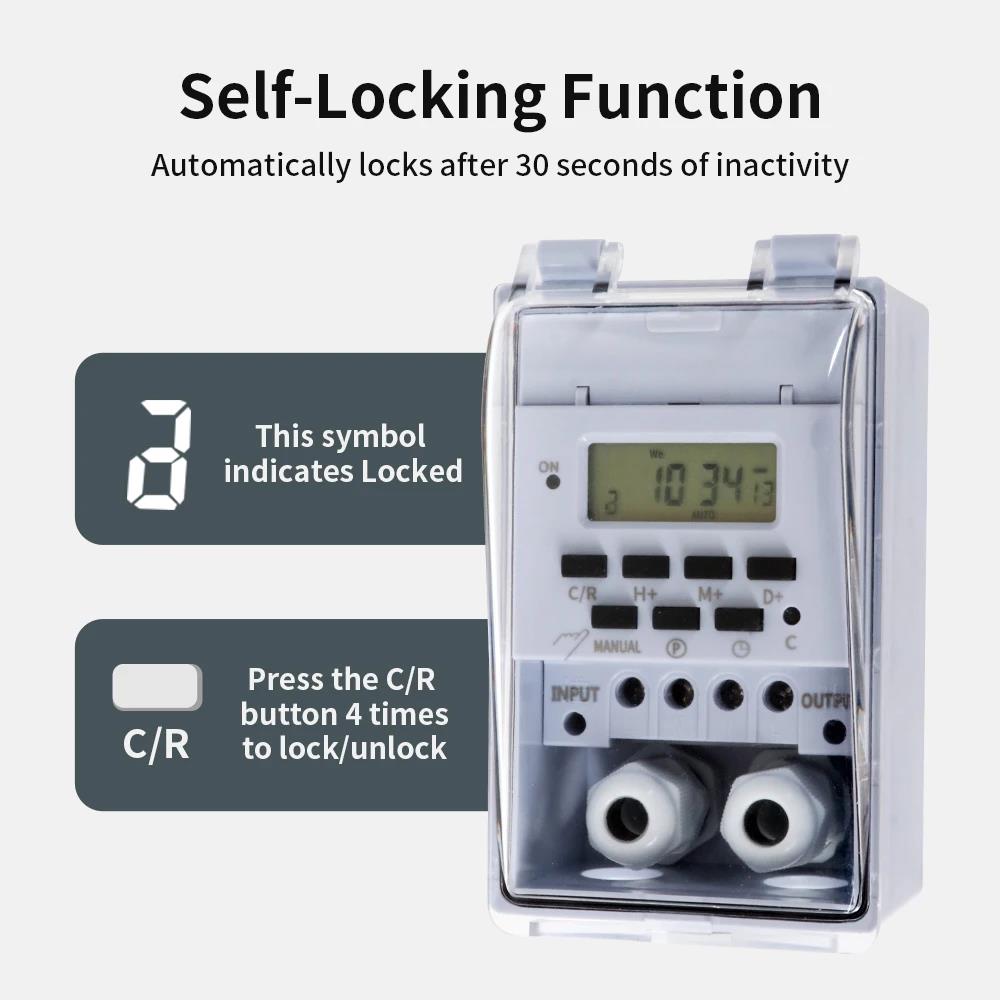 TNCE 30A Timer Switch Waterproof 220V time controller set to seconds 32 groups of timer on and off for light water pump3