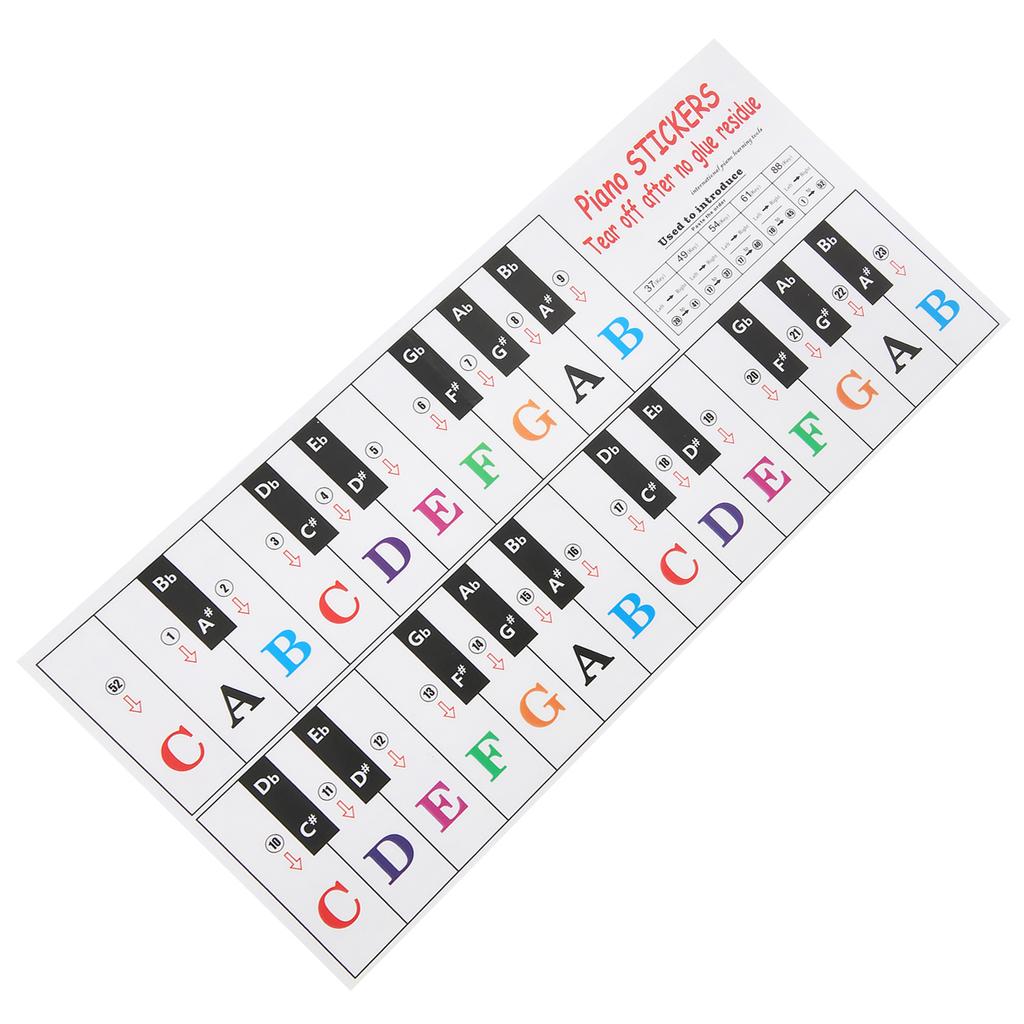 Piano Key Sticker Electronic Organ Universal Keyboard Transparent Notation Self Adhesive