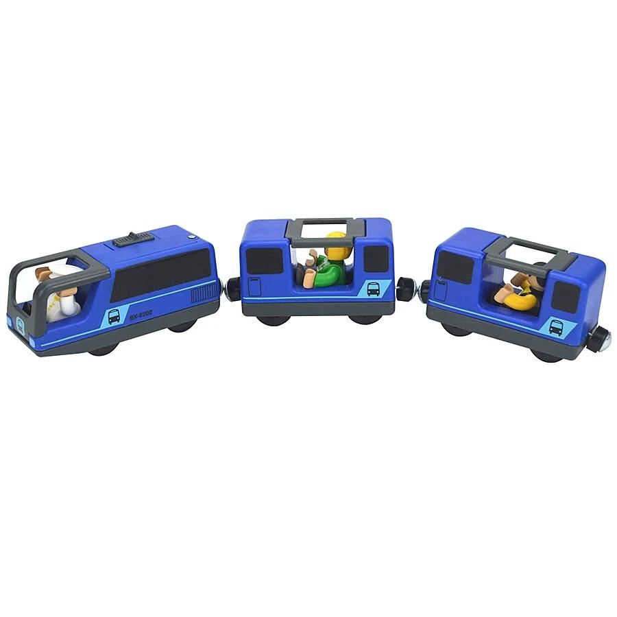 Train Track Wooden Train Toys Magnetic Set Electric Car Locomotive Diecast Slot Fit All Wood Brand Biro Railway Tracks For Kids