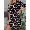 Women'S Butterfly Print Nightdress Dress Black Pink Floral-like Pattern Women'S Short-Sleeved Dresses Casual Party Wear Y2K