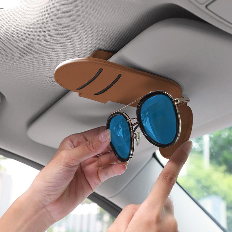 1pcs 2025 Fashion New Leather Car Glasses Clip Sun Visor Multi-function Sunglasses Clip For KIA Cerato Sportage R K2 K3 K5 Sorento Sportage R Rio Soul