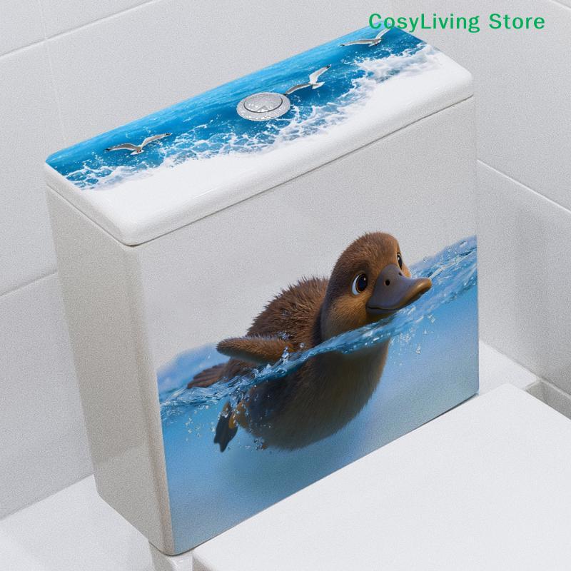[CL]Cartoon Playing Water Duck Toilet Sticker Self-Adhesive Beautify Home Bathroom Decoration[CL]