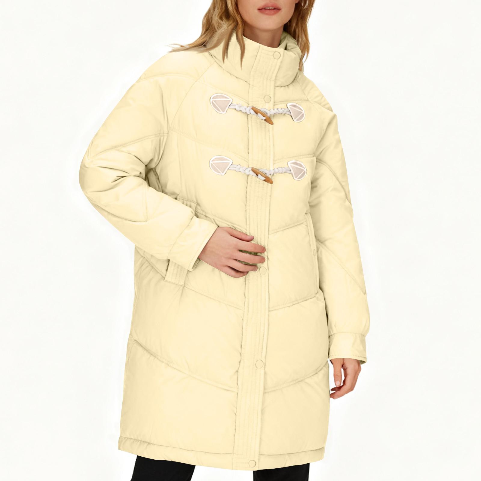 

Женская модная приталенная куртка-пуховик средней длины XL жёлтый