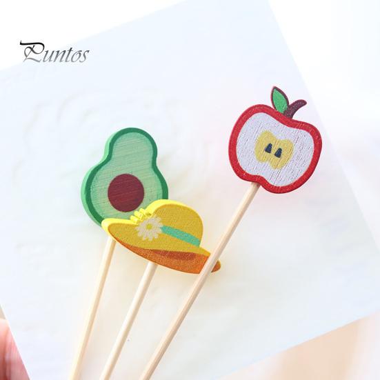 Natural Bamboo Skewers 100PCS Disposable Cocktails Picks, Stick, with Beach Fruits Eco-friendly Food Tags Palm Trees Decoration, Fruit Picks