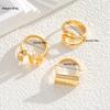 3Pcs/Set Irregular Line Rings Set For Women Vintage Hollow Out Gold Silver Color Adjustable Open Rings Fashion Party Jewelry New