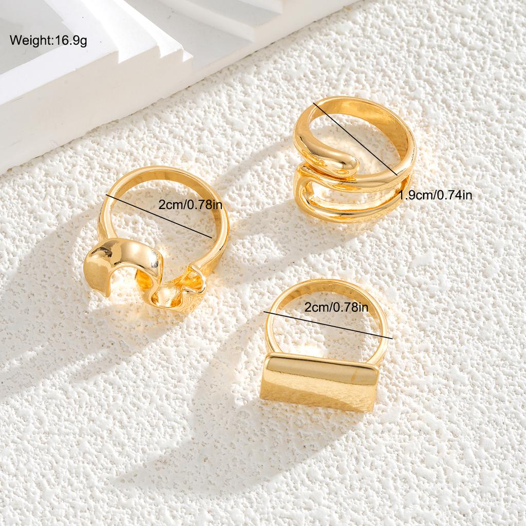 3Pcs/Set Irregular Line Rings Set For Women Vintage Hollow Out Gold Silver Color Adjustable Open Rings Fashion Party Jewelry New
