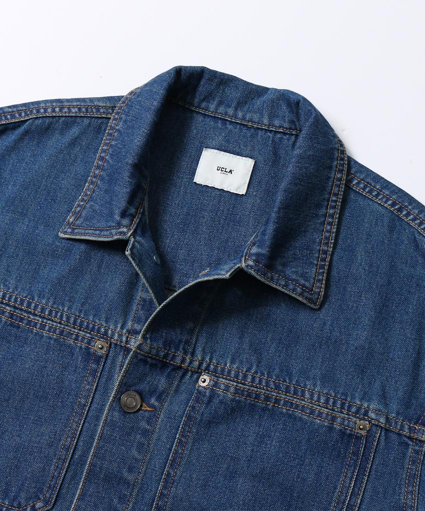 Ucla Unisex Retro Preppy Denim Trucker Jacket [Md-Indigo](Ub9Dj03_05)